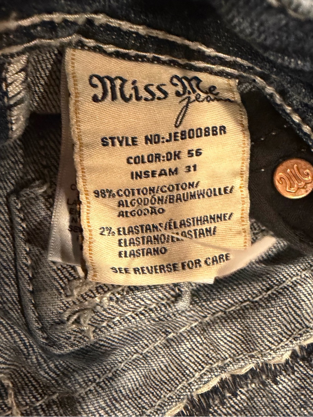 Miss Me Women’s Low Rise Boot Jeans With Stitching Detail Size 29 - Picture 5 of 10